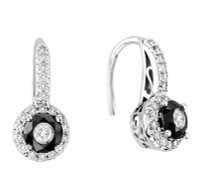 Black and White "Tuxedo" earring set in 14K white gold (1.00ct)