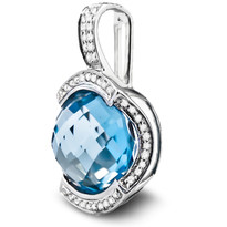 Blue Topaz Pendant Set in 14k White Gold (.15ct)
