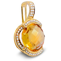 Citrine Pendant set in 14k Yellow Gold (.15ct)