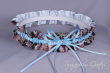 Something Blue Wedding Garter in Pale Blue & Realtree Camouflage Grosgrain with crystal ~ Ready to Ship