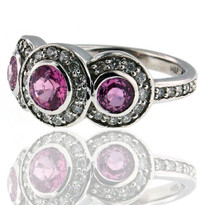 18kt WG Pink Sapphire Ring with Dia