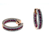 Rose Gold Ruby Diamond Earrings