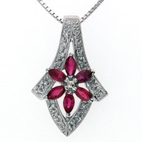 Ruby and Diamond Pendant in 14kt White Gold