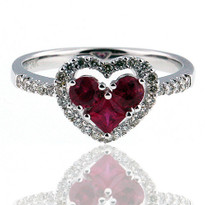 Heart Shaped Ruby Diamond Ring