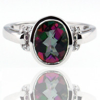 Mystic Topaz Ring in 14kt White Gold w. Dia