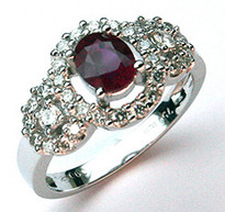 1/2ct Ruby Ring with 30 Diamonds in 18kt White Gold