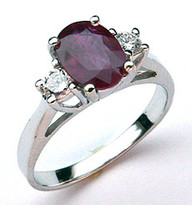 1.63ct Ruby Ring with 2 Diamond weighing .21ct