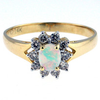 Opal .19ct Diamond Ring in 14kt Yellow Gold