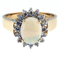 14kt Yellow Gold Opal Ring with Dia