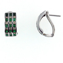 14kt White Gold .96ct Emerald Diamond Earrings