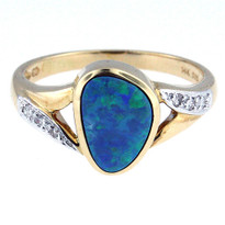 Opal Diamond Ring set in 14kt Yellow Gold