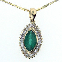 14kt Yellow Gold Emerald Diamond Pendant