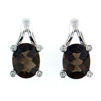 Smokey Topaz Diamond Earrings in 14kt White Gold