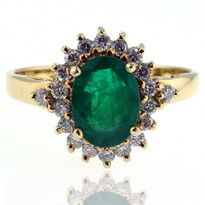 14kt Yellow Gold Emerald Diamond Ring