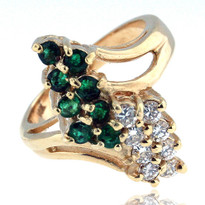 Intricate Emerald and Diamond Ring in 14kt Yellow