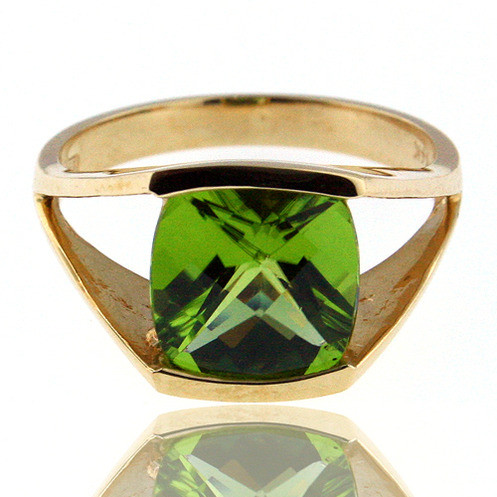 3.25ct Natural Genuine Peridot Round With Simulated Pear Shape cut Des