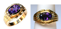 Amethyst Diamond Ring in 14kt Yellow Gold R517