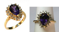 Pear Amethyst Diamond Ring in 14kt Yellow Gold