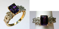 Amethyst Diamond Ring in 14kt Yellow Gold R639