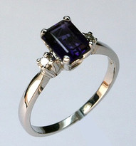 Square Amethyst Diamond Ring in 14kt White Gold