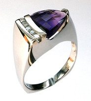 14kt White Gold Amethyst Ring with .15ct Diamond