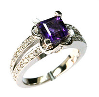 14kt White Gold Amethyst Ring with .45ct Dia