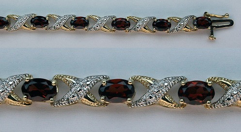 Kay Oval-Cut Garnet & White Lab-Created Sapphire Link Bracelet Sterling  Silver 7.25