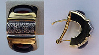 18kt Yellow Gold Garnet Diamond Earring
