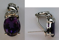 14kt White Gold Amethyst Earrings with Diamonds