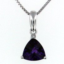 14kt White Gold Amethyst Pendant with 1 Diamond