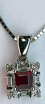 Ruby & Diamond Pendant set in 14k White Gold