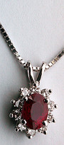 Stunning Ruby Pendant with Diamonds in 14k White Gold