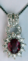 18k White Gold Ruby Pendant with 23 Diamonds