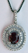 Ruby Circle Diamond Pendant in 18k White Gold