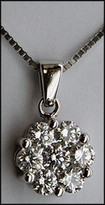 1ct Diamond Cluster Pendant w/ White Gold Chain