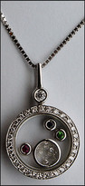 Diamond Pendant with Moveable Color Stones