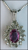 Pink Sapphire Pendant .92ct  with Diamonds