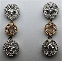 2 Tone Diamond Earrings (Hanging/Dangling)