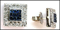 Invisible Set Sapphire Studs with Diamonds
