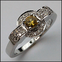 14kt White Gold Yellow Sapphire and Diamond Ring