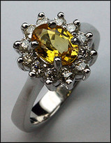 Yellow Sapphire Ring with 3/4ct Diamond