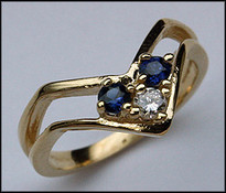 14kt Gold Sapphire and Diamond Ring