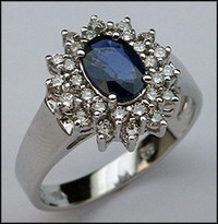 Sapphire and Diamond cluster Ring
