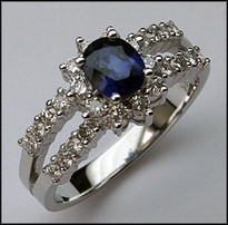Sapphire .91ct Ring w/ Diamonds (F Color, VS1)