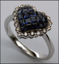 Heart Ring with Sapphires and Diamond Heart