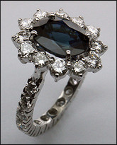 14k Sapphire & Diamond Eternity Ring / F-VS1