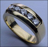 Yellow Gold Men's Ring, Channel Set 14k Gold