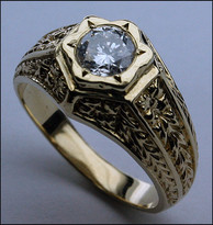 G Color Diamond Solitaire Men's Pinky Ring .52ct Diamond