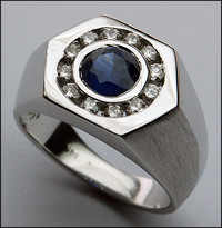 1ct (.97ct) Sapphire and Diamond Men's Ring