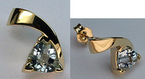Yellow Gold Earrings with Aquamarine Gemstones
